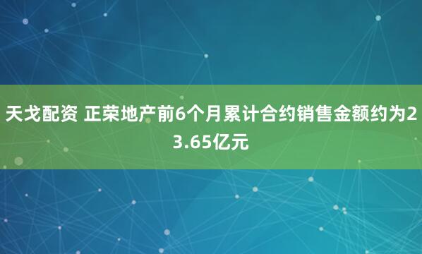 天戈配资 正荣地产前6个月累计合约销售金额约为23.65亿元